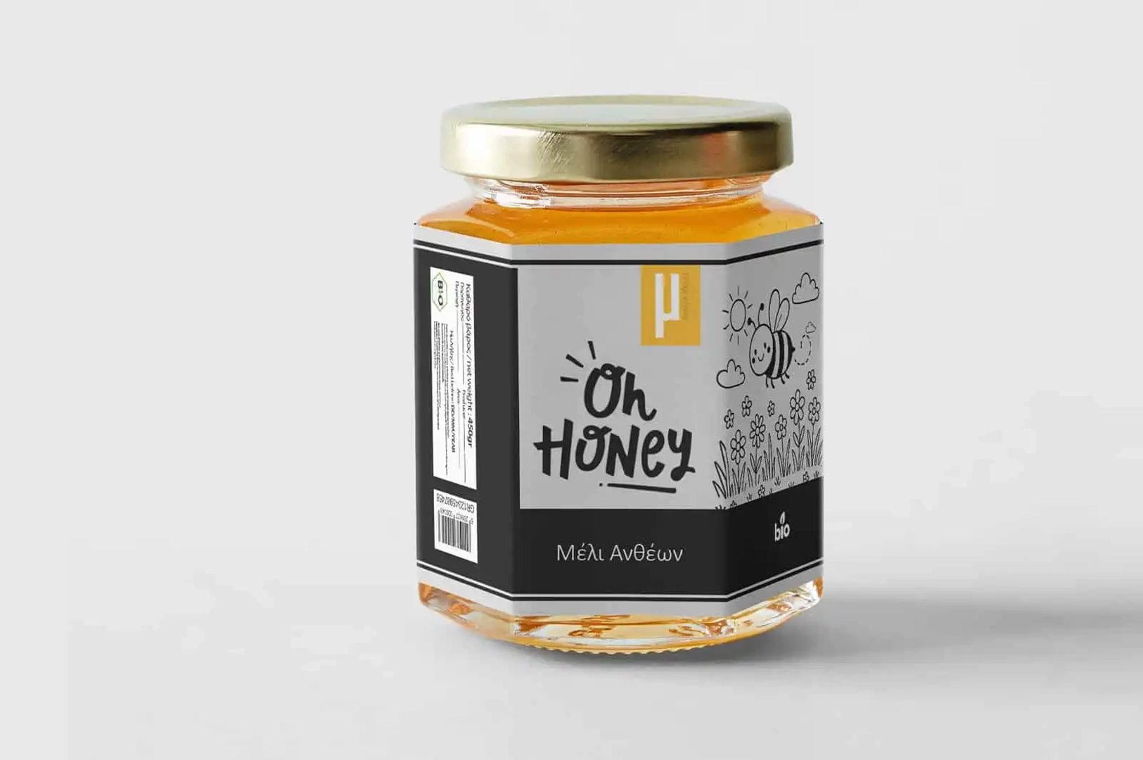Λογότυπο και ετικέτα για το μέλι Oh Honey — Square Design Studio Ιωάννινα